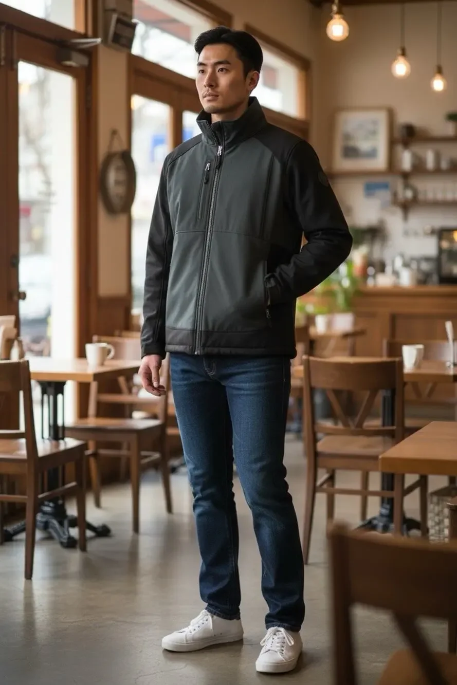 Black Gray Gravel Gear Mens Insulated Soft Shell Jacket Size X-Large